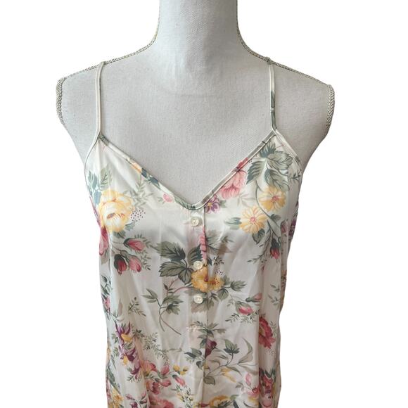 Barbizon White Floral Satin Chemise Night Dress M - Picture 2 of 8